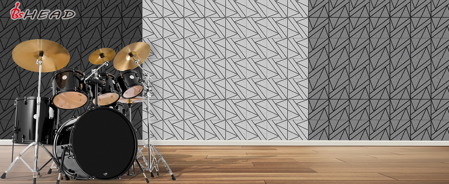 Акустичні панелі BSHEAD самоклеючі для звукоізоляції стін, шумопоглинаючий пінополіуретан 30x30x1.2 см, чорний