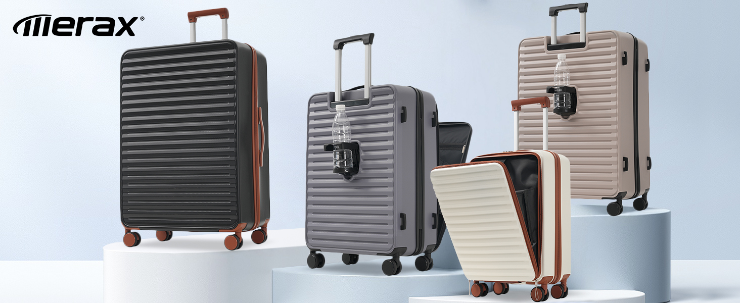 Набір валіз Merax TSA-Schloß: M, L, XL. Чорний. З телескопічним ручками та 4 колесами. PP-матеріал.