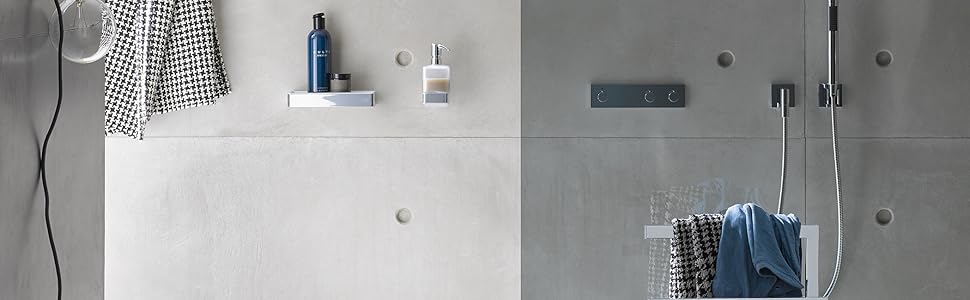 emco LOFT double-glazed glass holder for wall mounting, elegant and compact toothbrush holder made of aluminum and crystal glass, high-quality chrome and satin-finish toothpaste cup, Chrome