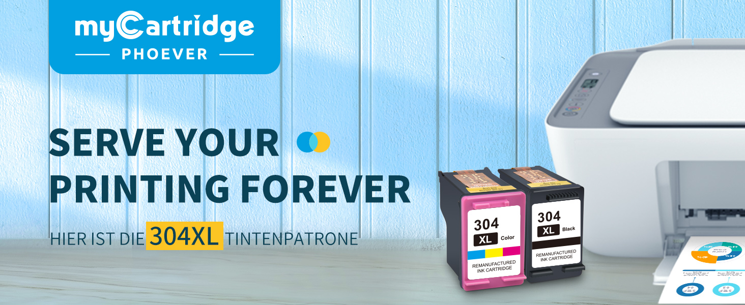 Картриджі MYCARTRIDGE 304XL (чорний та кольоровий) сумісні з принтерами HP Envy 5030, 5010, 5020 та Deskjet 3750, 2630, Multipack (2 шт)