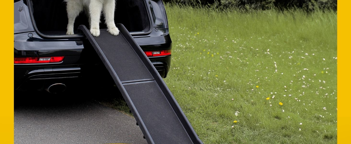 Рампа для собак Lionto до 90 кг, чорна, 156x40 см - навантажувальні бортики багажника, з антиковзким покриттям, для здоров'я суглобів