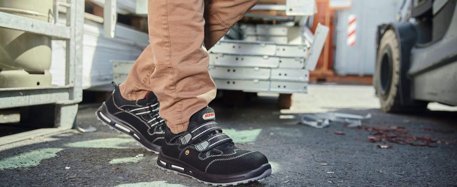 Робочі черевики ELTEN Scott XXT ESD S1PS, текстильні, чорні, для жінок та чоловіків, з пластиковою захисною капами (легші за сталеві), спортивні, 37 EU