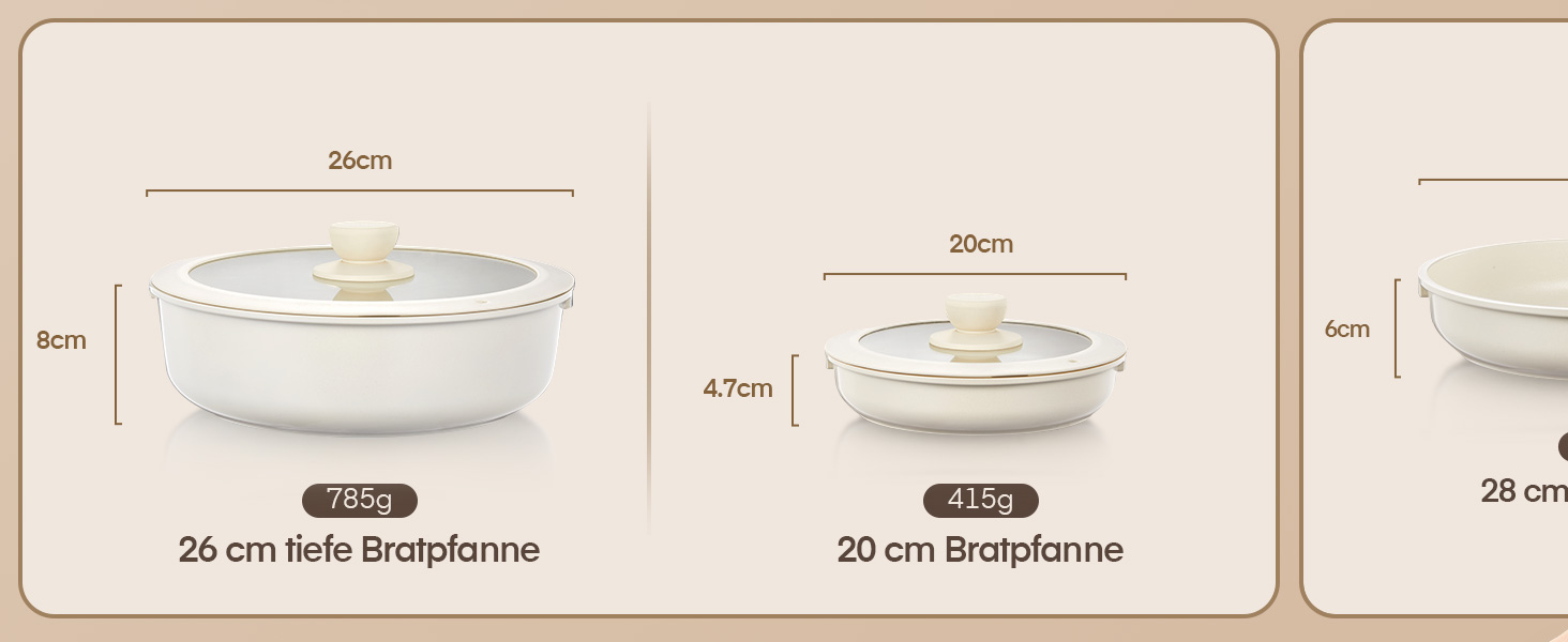 Набір посуду Fohere 16 предметів з керамічним антипригарним покриттям та знімними ручками, для індукційних плит, з кришками