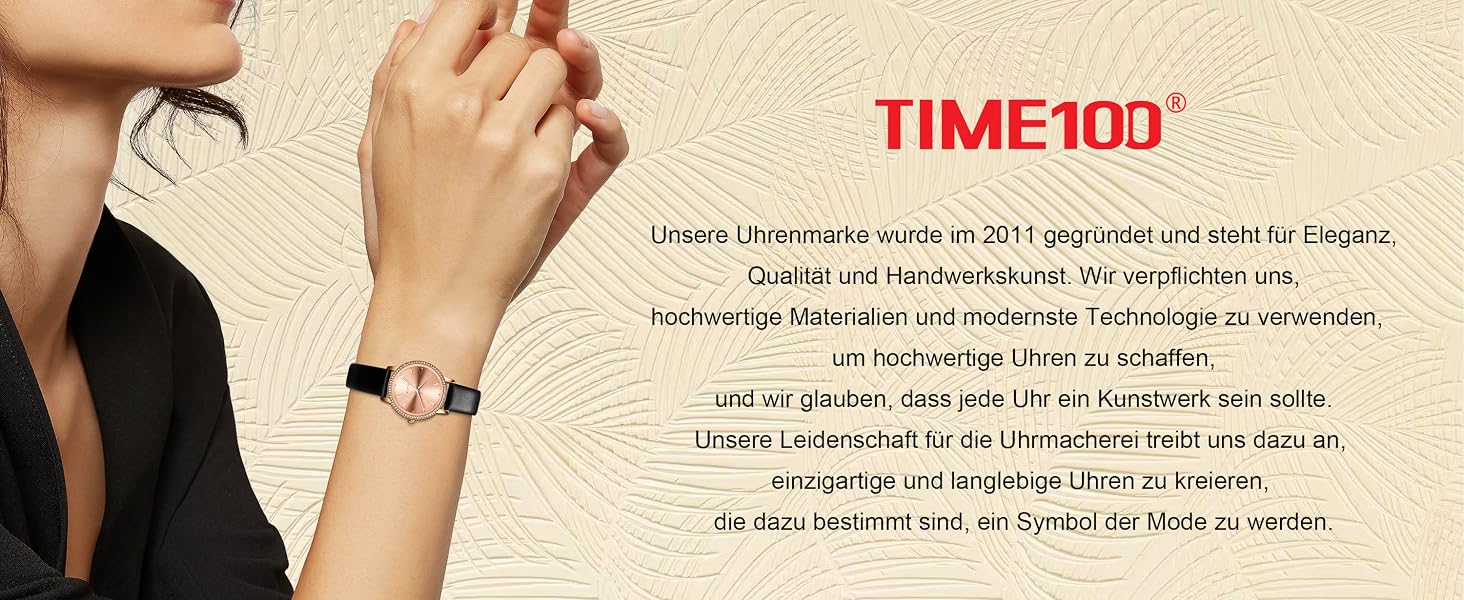 Жіночий кварцовий годинник TIME100 у золотисто-сріблястому кольорі, набір з елегантним ланцюжком та браслетом, мінімалістичний дизайн, загартоване скло, модель Silber-888