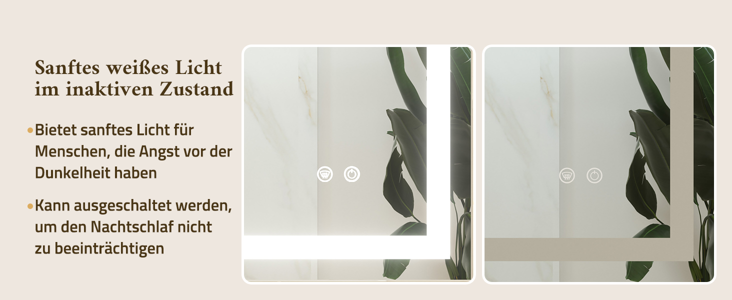 Дзеркало для ванної кімнати TETOTE з підсвічуванням 50x70 см, без рами, LED, сенсорне керування, 3 кольори, регулювання яскравості, пам'ять, 70 см x 50 см