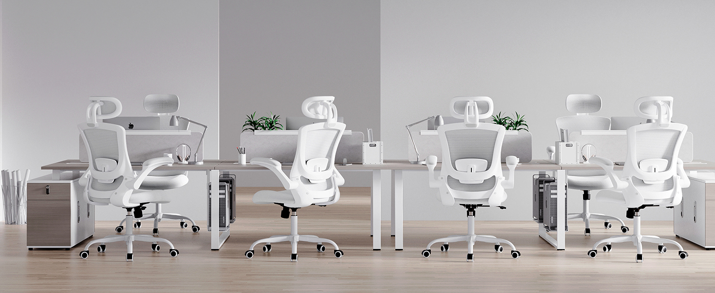 Офісне крісло Colamy: ергономічне, з регульованою підголівником та поперековою підтримкою, біле