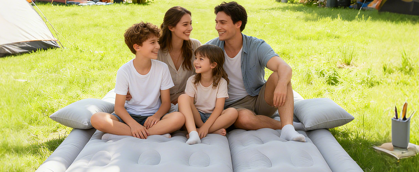 Надувний матрац для авто SUV, вантажівки та кемпінгу - матрац для заднього сидіння з електричною помпою, сірий