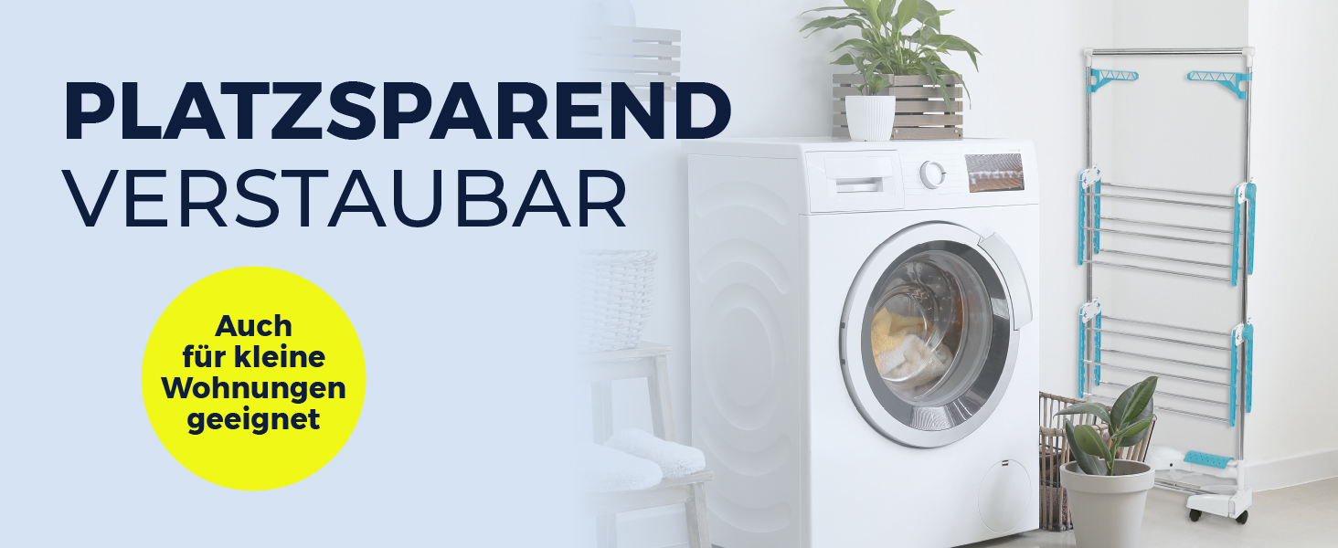 Електричний сушильний стійка EASYmaxx 900 з роликами, 9м довжини сушіння та 2 ярусами | Турбо стійка для білизни з бічними крилами та технологією повітряного потоку | 138x65x148 см