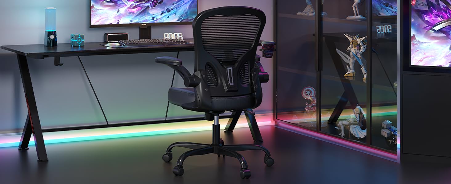 Офісне крісло Synorla: ергономічне, чорне, 150 кг, регульована поперекова підтримка