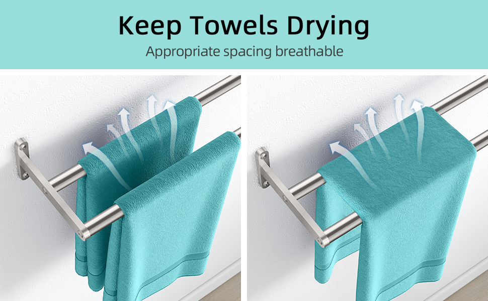 Тримач для рушників YUMORE, подвійний, з нержавіючої сталі, 80 см, для ванної кімнати та кухні