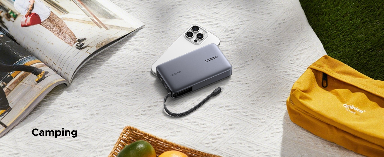 Повербанк UGREEN Nexode 20000mAh 67W з вбудованим кабелем USB-C, швидка зарядка HyperCharge та PD 65W для MacBook, iPad, iPhone, Xiaomi