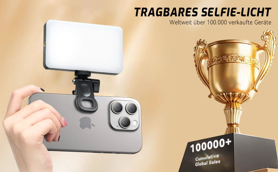 LED кільцеве світло для iPhone та смартфонів Handy Licht: 90 світлодіодів, бездротове, для селфі, макіяжу, відеозв'язку, TikTok, Vlog
