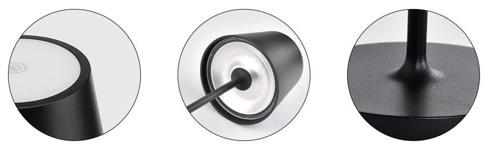 LED акумуляторні настільні лампи Klighten (2 шт.), диммування, для дому та вулиці, USB зарядка, 3000K, IP54, алюміній (чорний)