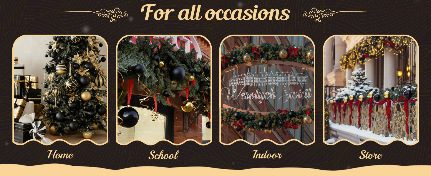 Набір прикрас для ялинки Shareconn: 106 шт. чорно-золотих кульок, 24 кольори, ударостійкий, для святкування, весілля