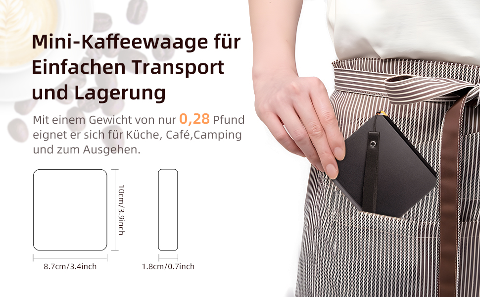 Кухонні ваги Carehabi з таймером, 0.1г, прецизійна вага для еспресо, 2 кг, з силіконовим підігрівачем, перезаряджувана