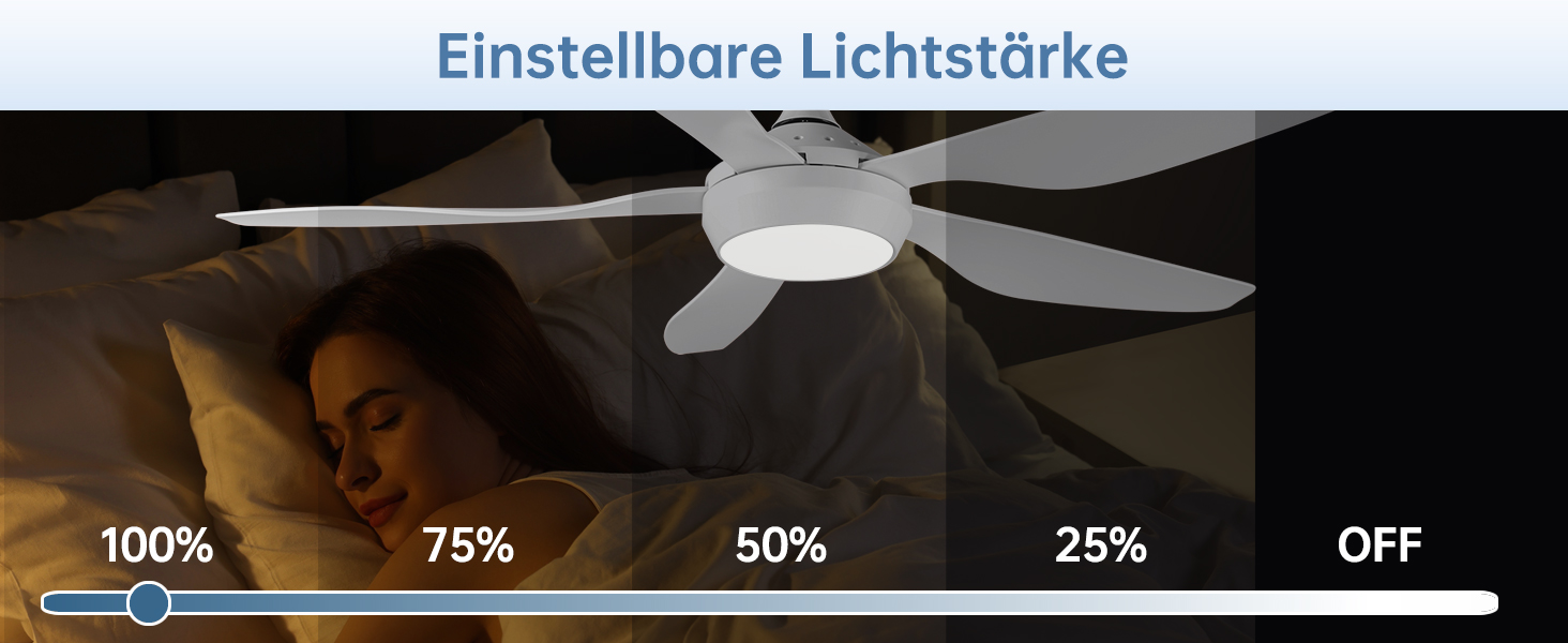 Стеляний вентилятор Reiga з LED-підсвічуванням та пультом керування, 132 см, білий, DC-двигун, тихий, 6 швидкостей, 3 колірні температури, для внутрішнього та зовнішнього використання (5 лопатей, білий)