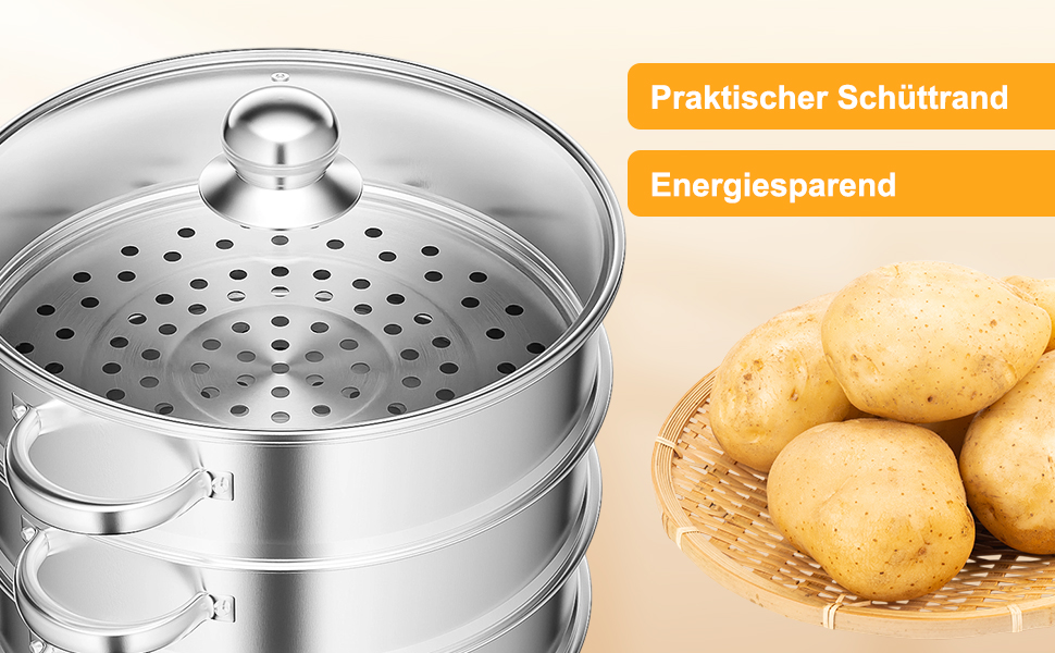 Пароварка BAOCHADA 5-ярусна, з нержавіючої сталі, індукційна, з кришкою, 26 см