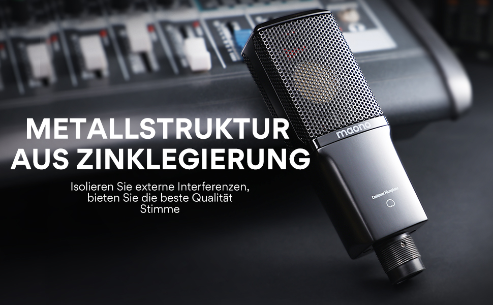 MAONO PM500T XLR Конденсаторний мікрофон з діафрагмою 34 мм, корпус із цинкового сплаву преміум-класу, студійний мікрофон для запису, подкастингу та стрімінгу