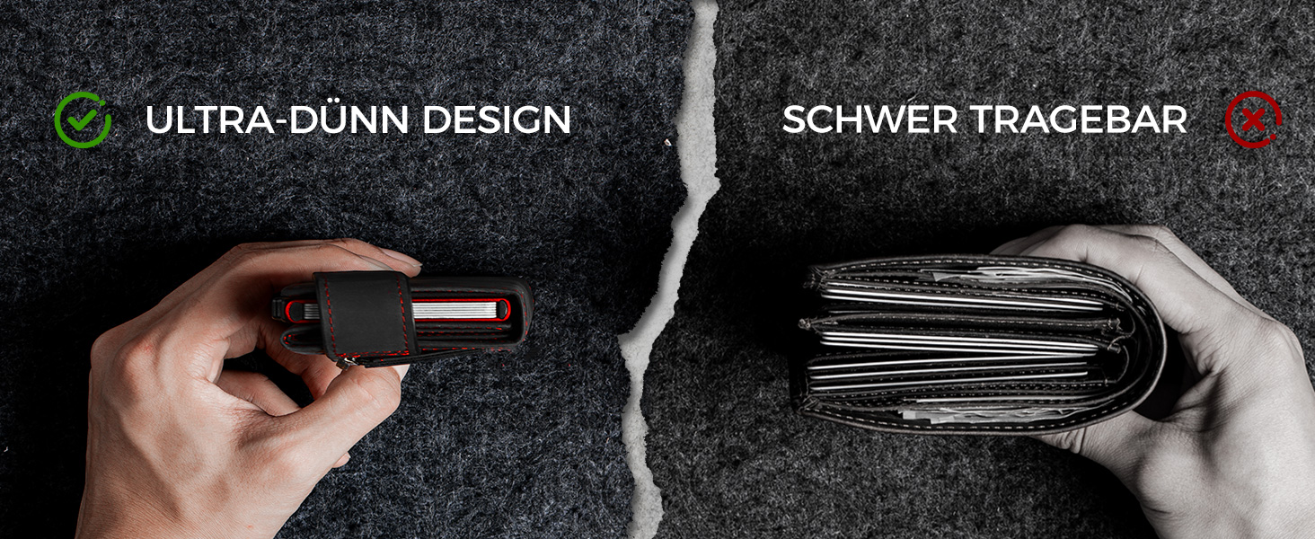 Чоловіче картхолдер LORZOR з магнітною застібкою, slim-гаманець з відділенням для монет, RFID захистом, вміщує 10 карт, smart-гаманець, червоний