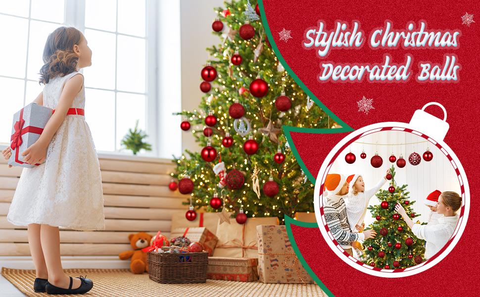 Новорічні кулі 50 шт. 3/4/6 см, блискучі кулі для прикраси ялинки, пластикові, червоні