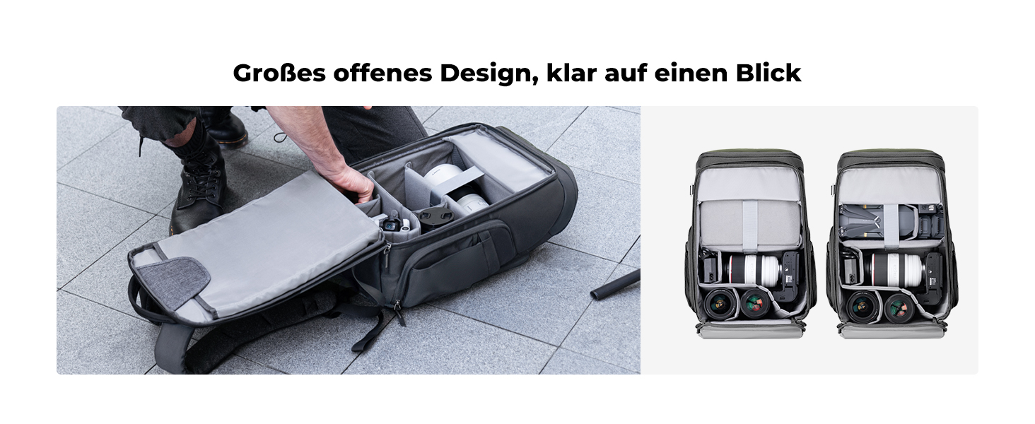 Рюкзак для фотокамери K&F Concept Alpha, 25L, чорний, з відділенням для 16-дюймового ноутбука, сумісний з Canon/Nikon/Sony/DJI Mavic