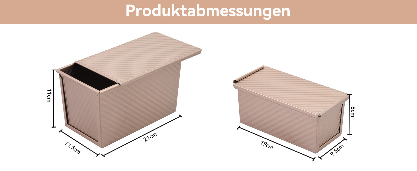 Форма для тостів OTraki 2 шт. з кришками: маленька (19x9.5x8 см) та велика (21x11.5x11 см), антипригарна форма для випічки хліба та тостів