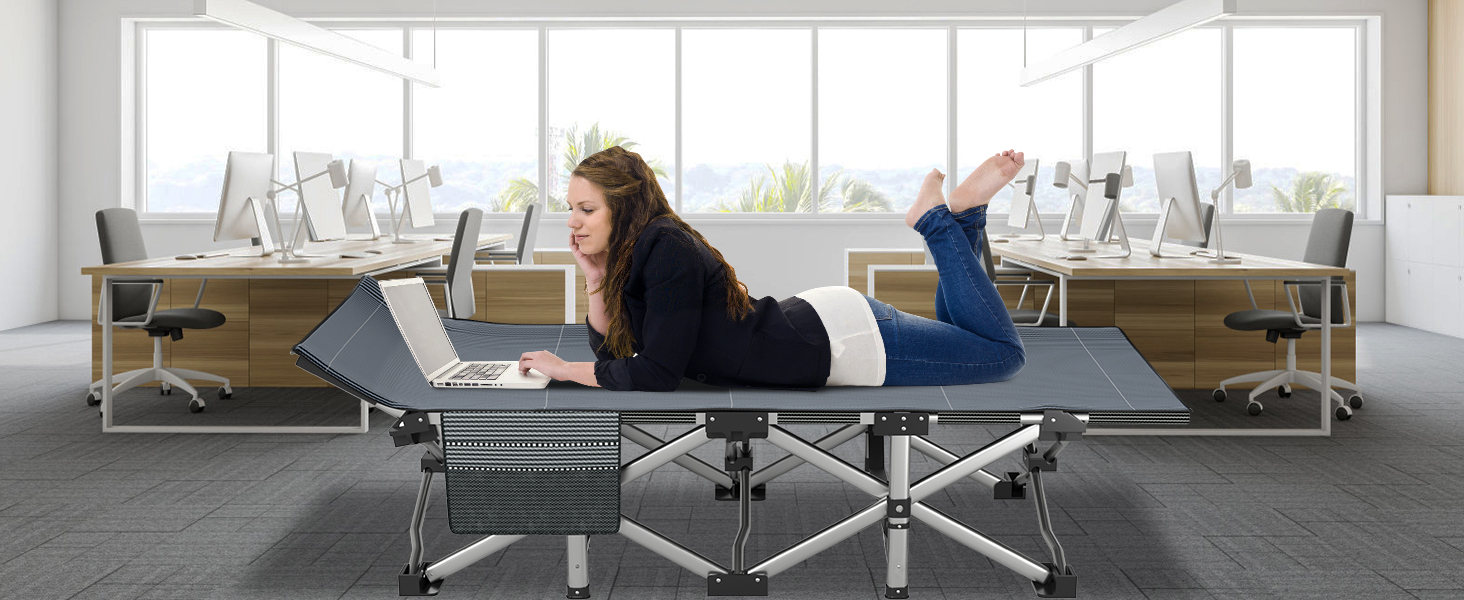 Розкладне ліжко ZIKEBTUY для кемпінгу та відпочинку: міцне, з матрацом, 200 кг, 190x71x36 см