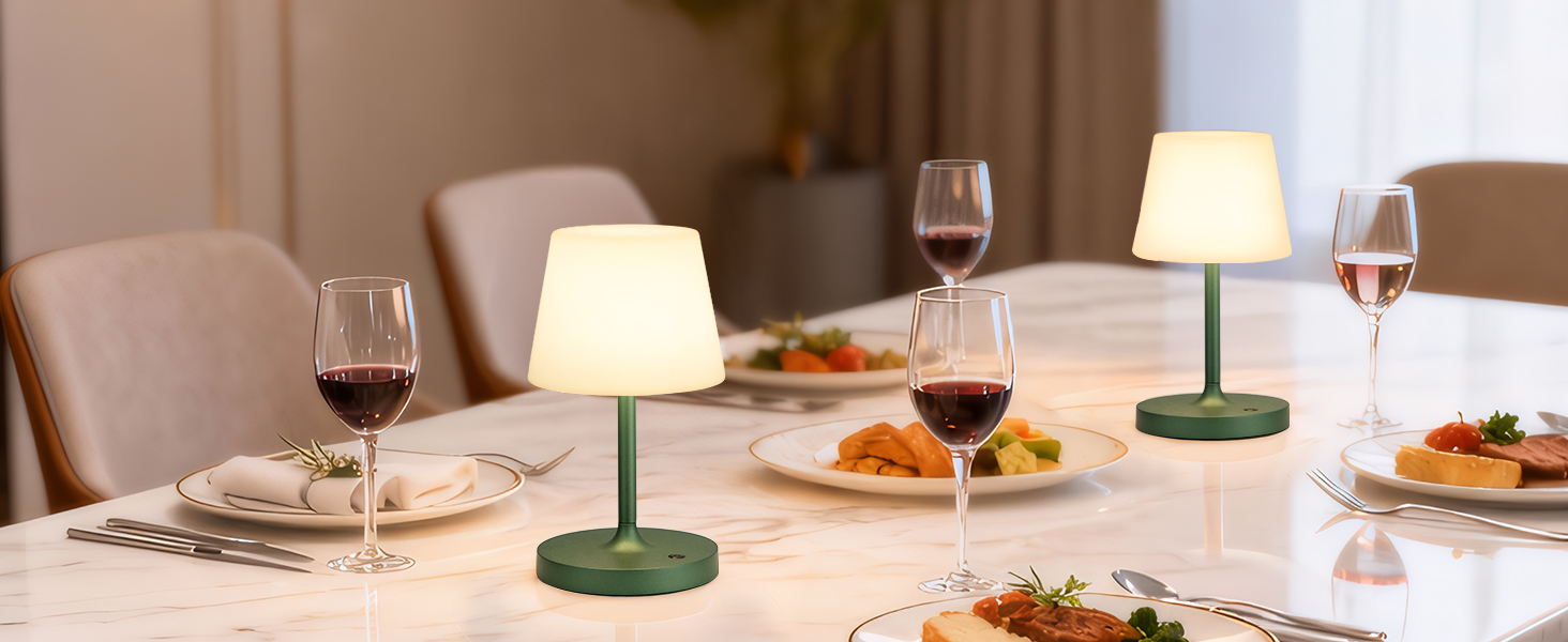 LED Настільна лампа бездротова акумуляторна з регульованою яскравістю та пам'яттю, сенсорна нічна лампа для спальні, кафе, вулиці (Зелена)