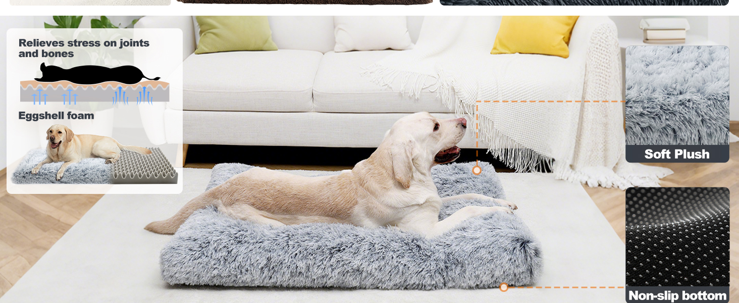 М'яке ліжко для собак MDDK, 75x50x8 см, сіре. Зручне, плюшеве, для собак середніх порід.