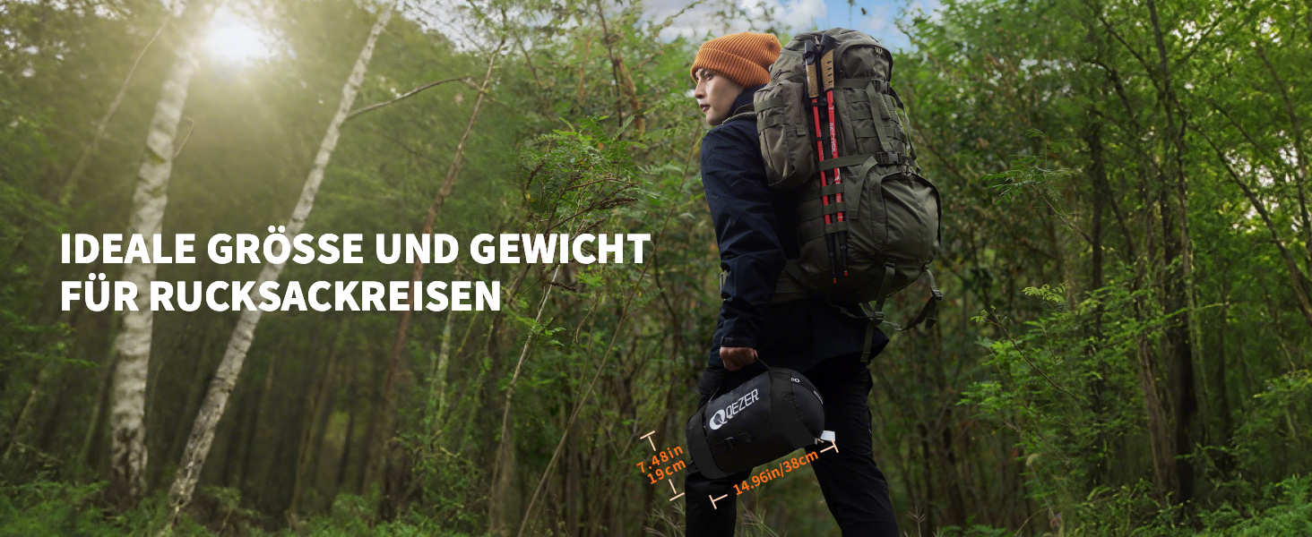 Сплячий мішок пуховий зимовий, 600FP+ преміум пух, 12°C до -24°C, легкий та теплий для 3-4 сезонів, кемпінг, походи та трекінг, чорний