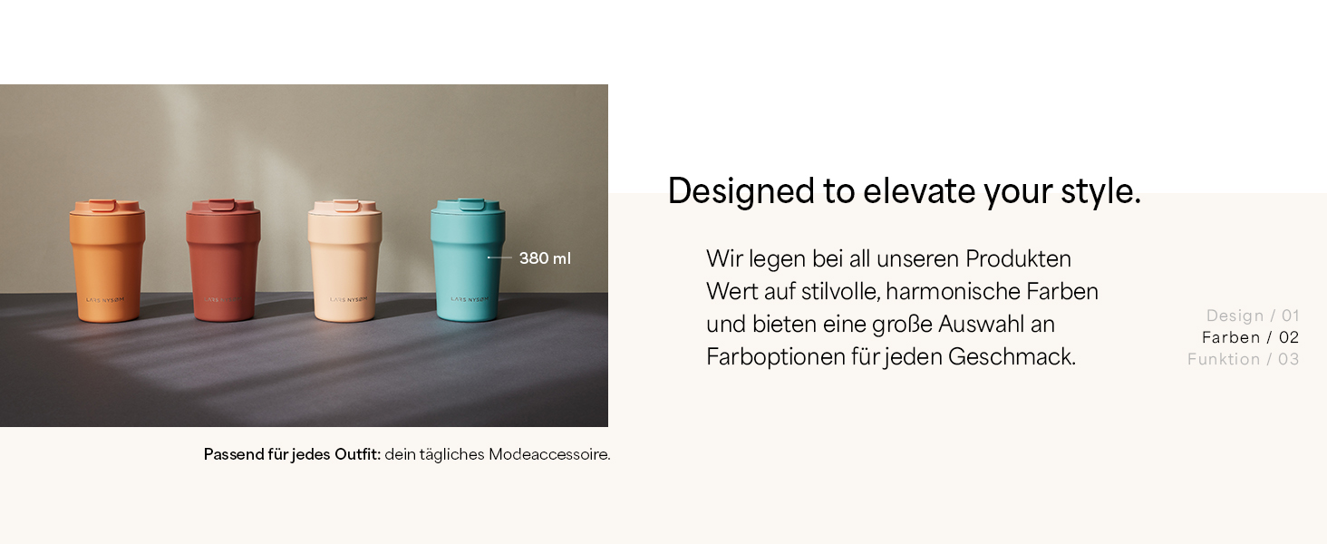 Термокружка для кави та чаю LARS NYSØM 380 мл Almond Beige | Термокружка з нержавіючої сталі, ізольована, з кришкою, що не протікає | 0,38 л