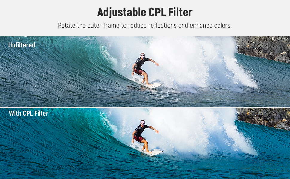 Набір фільтрів NEEWER CPL та ND для DJI Osmo Action 4/Action 5 Pro (4 шт.): CPL, ND8, ND16, ND32. Сумісний з DJI Osmo Action 4/Action 5 Pro. Фільтри для екшн-камери, з багатошаровим покриттям.