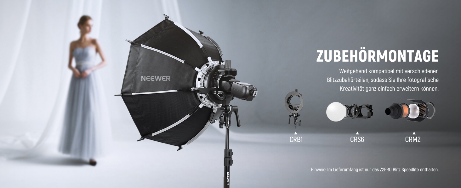 NEEWER Z2-N: Спалах 2.4G TTL з круглим голівкою для Nikon, 76W, покращена панель керування, моделювальна лампа, TTL/M, HSS 1/8000s, акумулятор 2600mAh