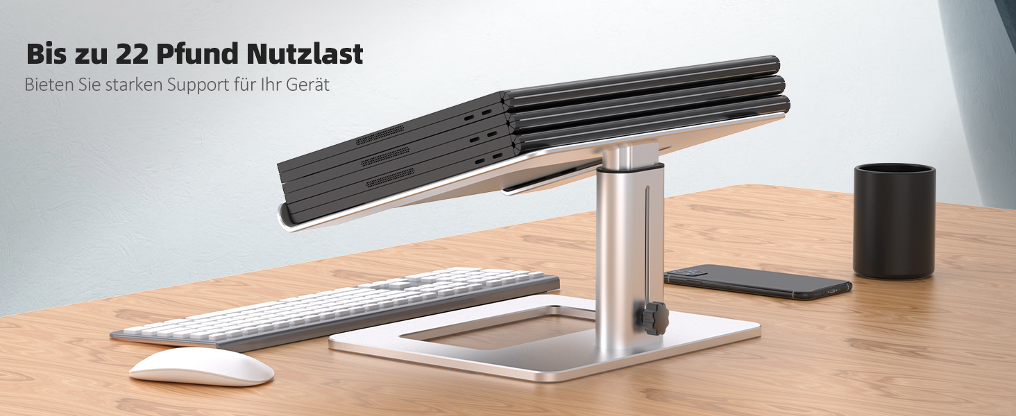 Підставка для ноутбука GOKEDA, ергономічна регульована, з алюмінієвого сплаву, сумісна з MacBook, Dell, HP, Lenovo, Samsung (11-17 дюймів), срібна