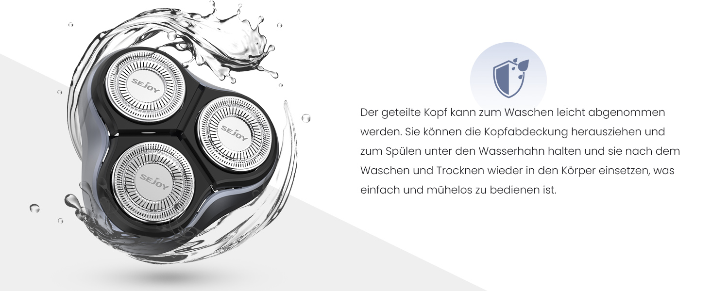Електричний чоловічий бритва Sejoy, сухою та вологою, з поп-ап тримером, швидка зарядка 1 година, 3D плаваюча головка, LCD дисплей (сірий)