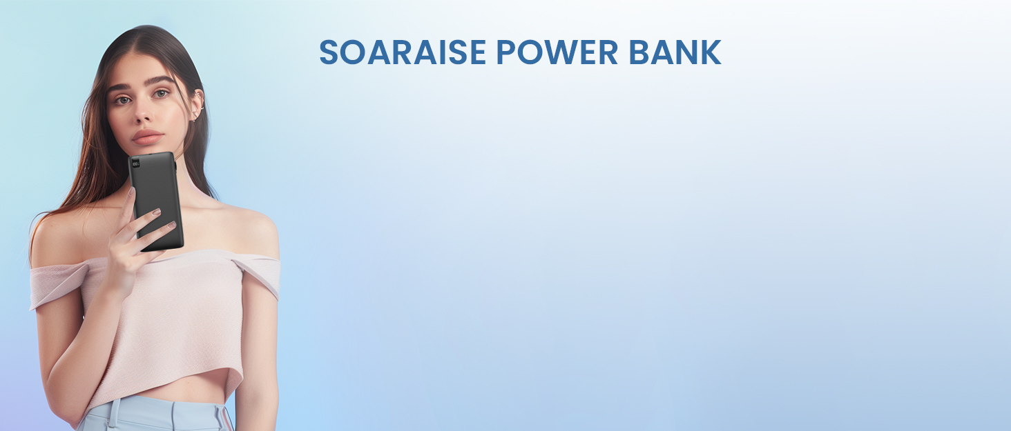 Power Bank SOARAISE 27000mAh з LED-дисплеєм: зарядний акумулятор для телефону та планшета, 4 виходи, USB-C, чорний