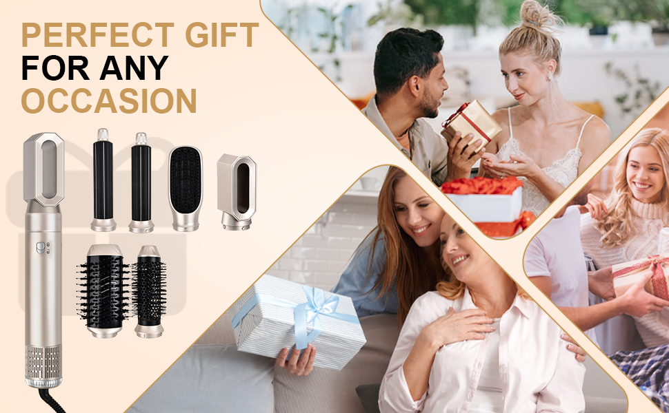 Набір для укладки волосся 6 в 1: локони, об'єм, випрямлення, сушка, чорний