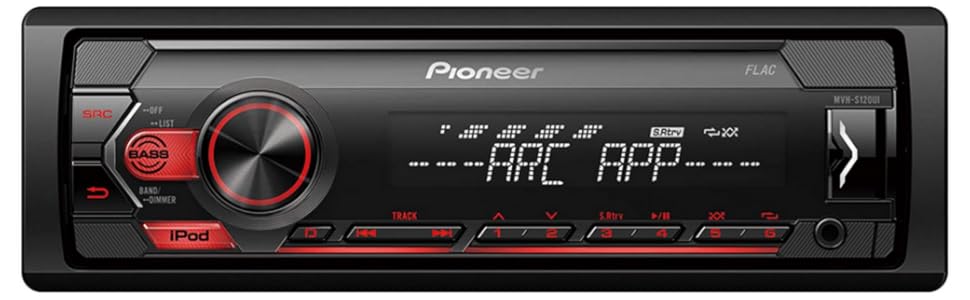Автомагнітола Pioneer MVH-S120UI 1-DIN з RDS, USB, AUX, підтримкою Android та iPhone, чорна/червона