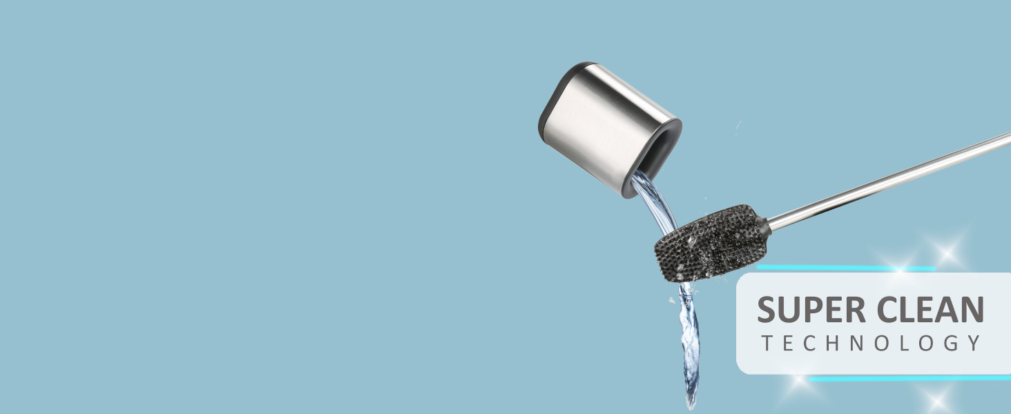 Силіконова щітка для унітазу 3-в-1 з тримачем та кріпленням на стіну, довга ручка з нержавіючої сталі, гігієнічна з ламелями та скребком - набір для ванної кімнати та гостьового туалету, нержавіюча сталь, срібло