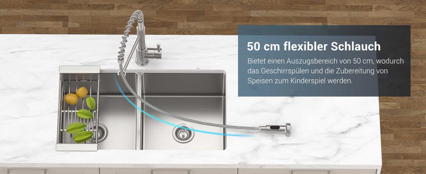 Змішувач для кухні APPASO 3-Wege, чорний, з нержавіючої сталі, 360° обертання, для фільтрації води