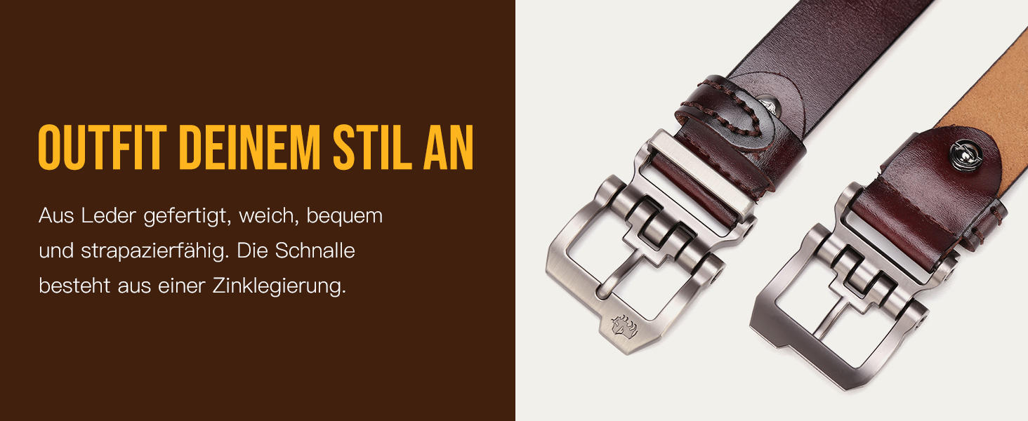 Чоловічий шкіряний ремінь BISON DENIM для джинсів та бізнес-стилю, ретро-дизайн, ширина 38 мм, довжина 130 см, чорний (W71694-2bm-black)