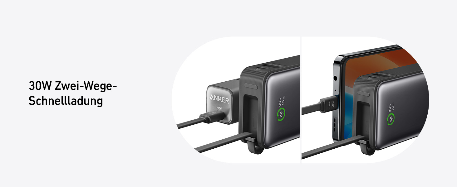 Powerbank Anker Nano 10000mAh з USB-C кабелем, 30W PD, 1xUSB-C, 1xUSB-A, для iPhone, MacBook, Galaxy, iPad, AirPods