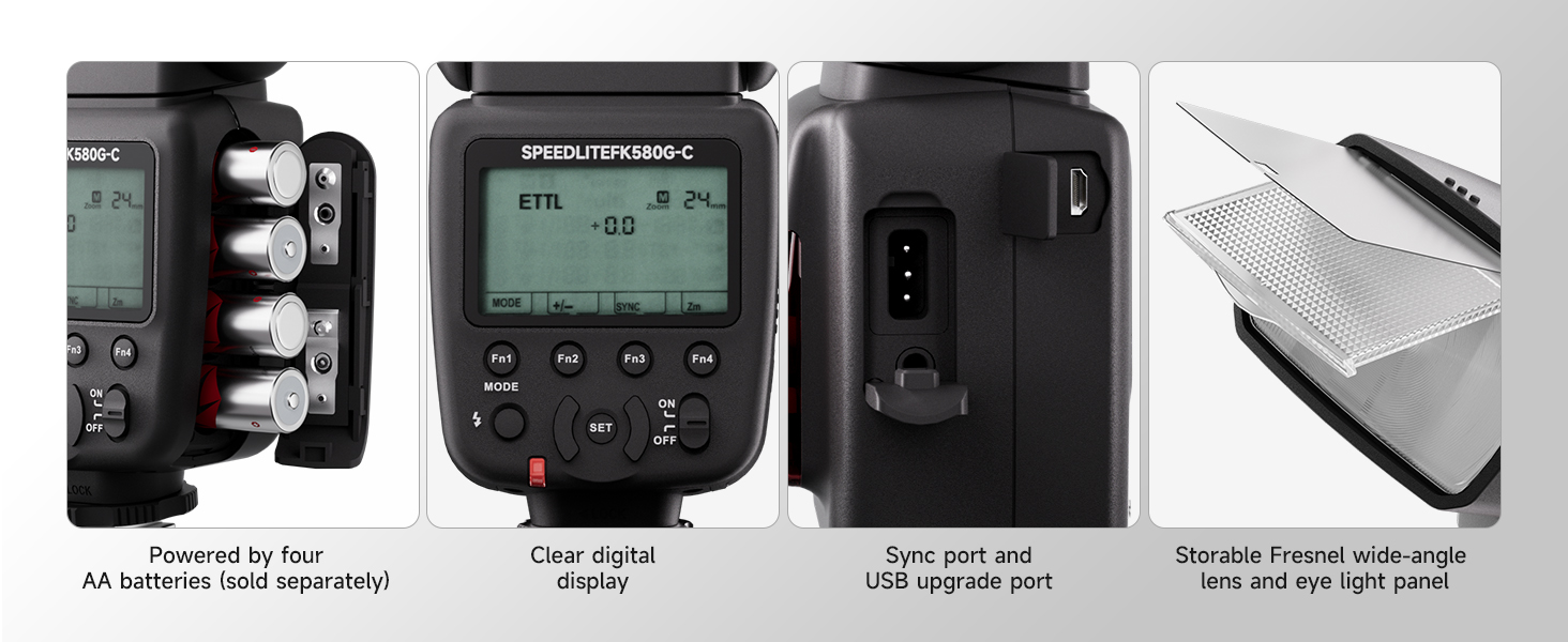 Фотоспалах PHOTOOLEX FK580-C для Canon DSLR: GN60, TTL, 1/20000s, 2.4G, швидке перероблення