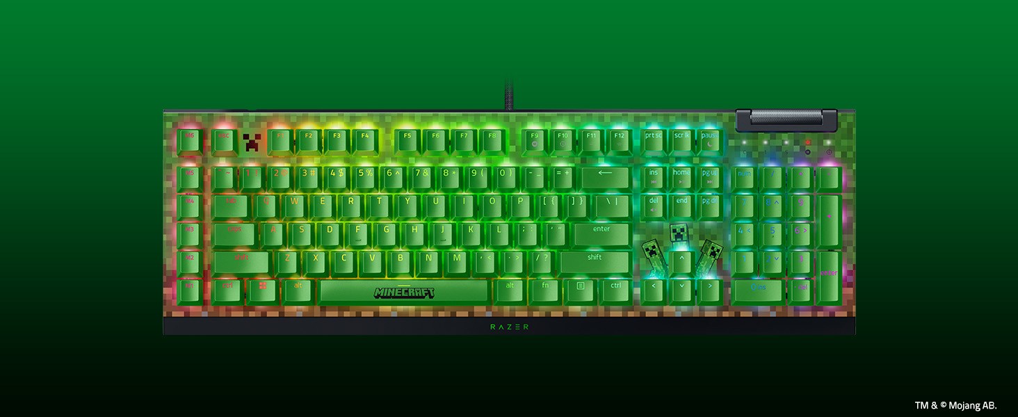 Механічна ігрова клавіатура Razer BlackWidow V4X з Green Clicky Switches (RGB Chroma, 6 макро-клавіші, Doubleshot ABS-клавіші, QWERTY US-розкладка)
