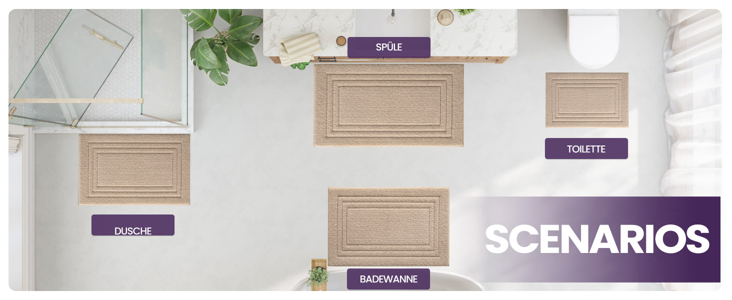 Килимок для ванної кімнати DEXI, м'який, нековзний, миючий, 50 x 80 см, бежевий