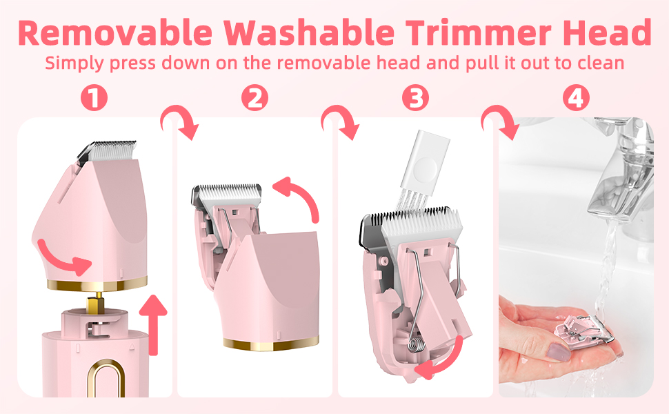 Електричний тример для тіла та обличчя 3-в-1 для жінок, рожевий