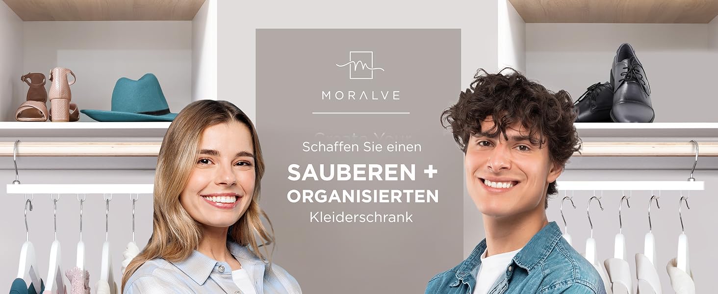 Органайзер для одягу MORALVE на 6 рівнів з бука (4 шт) - білий, поворотний гак 360°