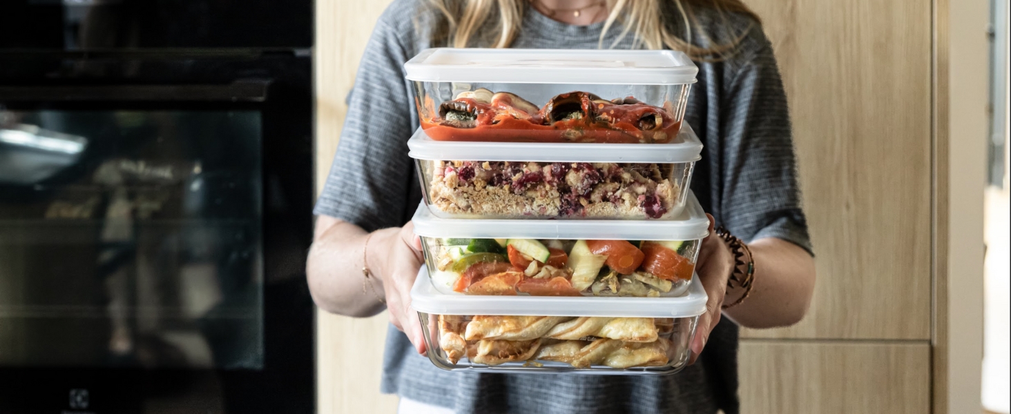 Набір скляних форм Pyrex Cook & Freeze з герметичними кришками (0,8 л, 1,5 л, 2,6 л, 4 л), для заморожування, без BPA