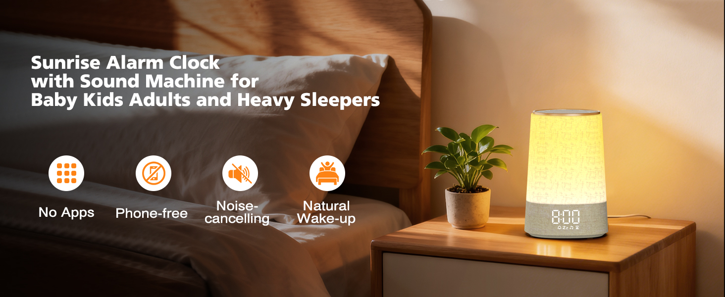 Світловий будильник-симулятор світанку з 7 мелодіями та 30 природними звуками, нічник з 10 рівнями яскравості, настільна лампа для спальні, колір: кремово-сірий
