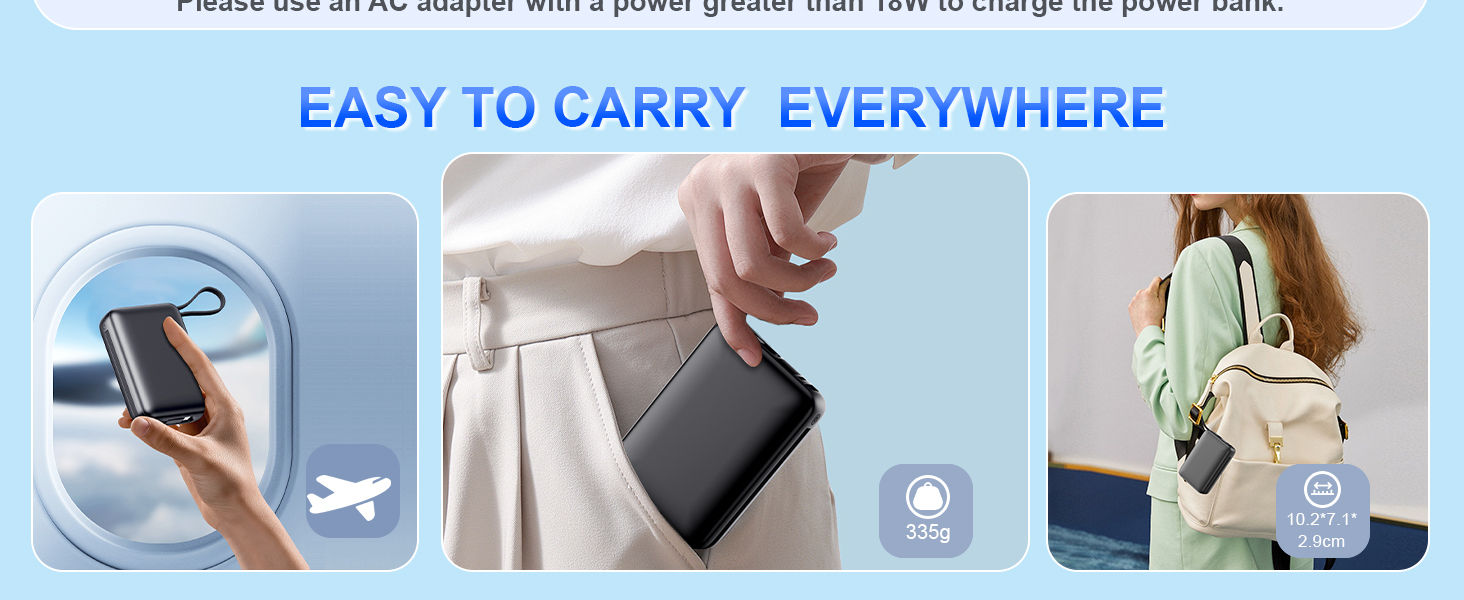 Power Bank 26800mAh: Портативний акумулятор з двома портами та кабелями, сумісний з iPhone та Android